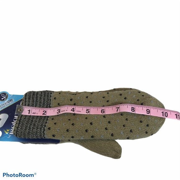 Isotoner Womens One Size smartDRI Chevron Knit Mittens With Fleece Lining New - Picture 9 of 11